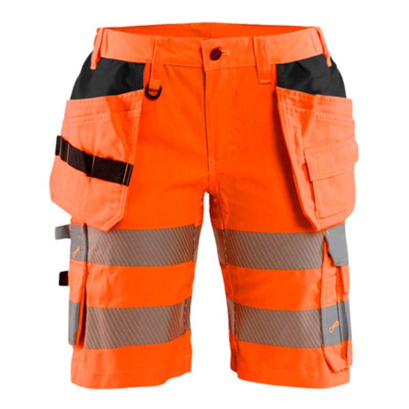 BLAKLADER Shorts | 7186 Womens Craftsman High Vis Orange Shorts with Holster Pockets Durable Poly/Cotton Blend