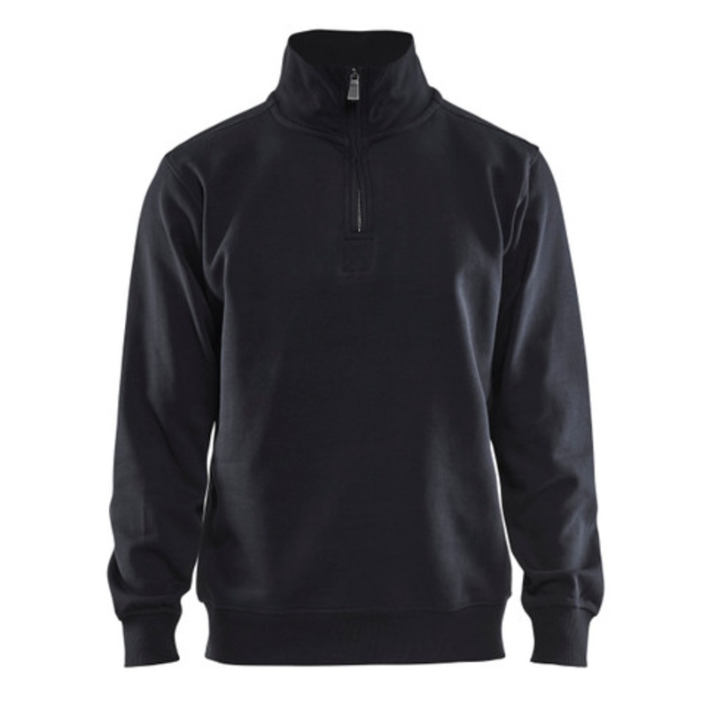 BLAKLADER Sweater | 3365 Mens Black 1/4 Zip Collared Sweater in Cotton
