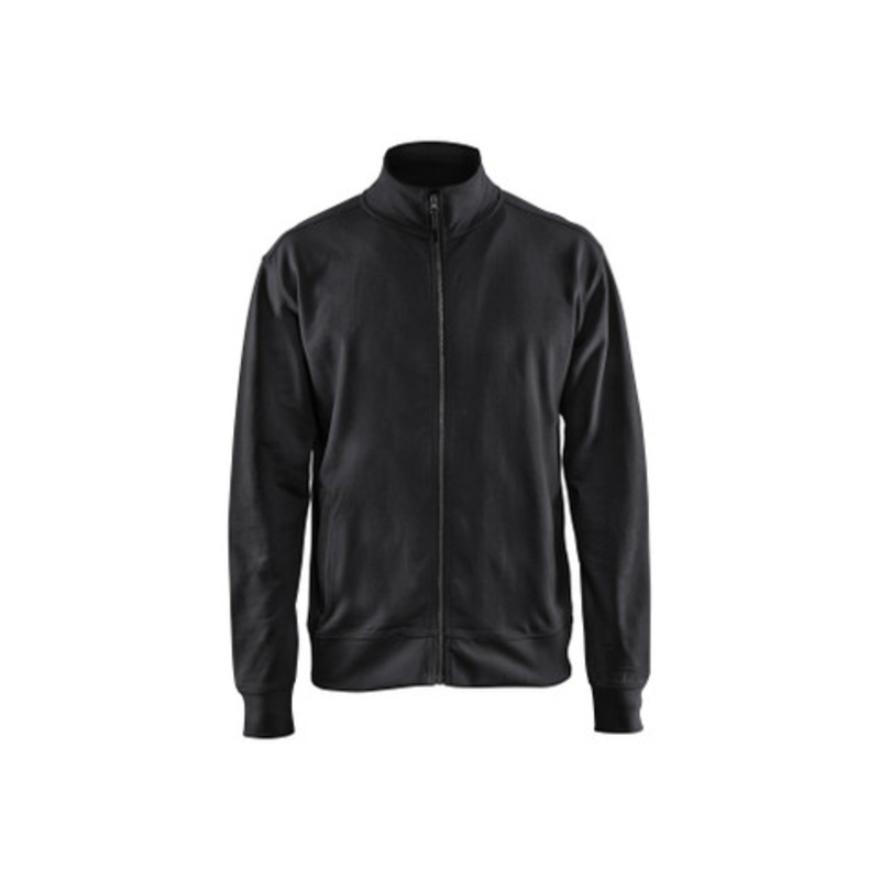BLAKLADER Sweater Jacket | 3371 Mens Black Full Zip Collared Sweater Jacket in Cotton