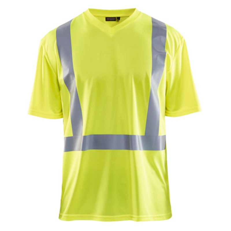 BLAKLADER T-Shirt  | 3382 High Vis Yellow UV Protection Short Sleeve T-Shirt with Reflective Tape Polyester