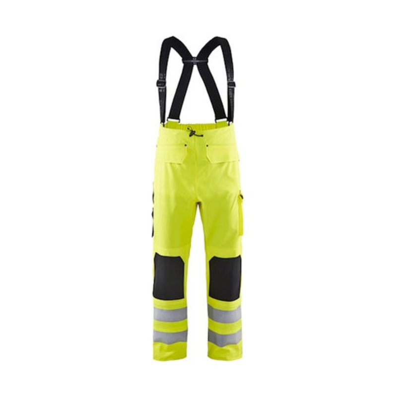BLAKLADER Trousers | 1302 Rain Bib High Vis Yellow Trousers with Reflective Tape Polyester Waterproof-SALE