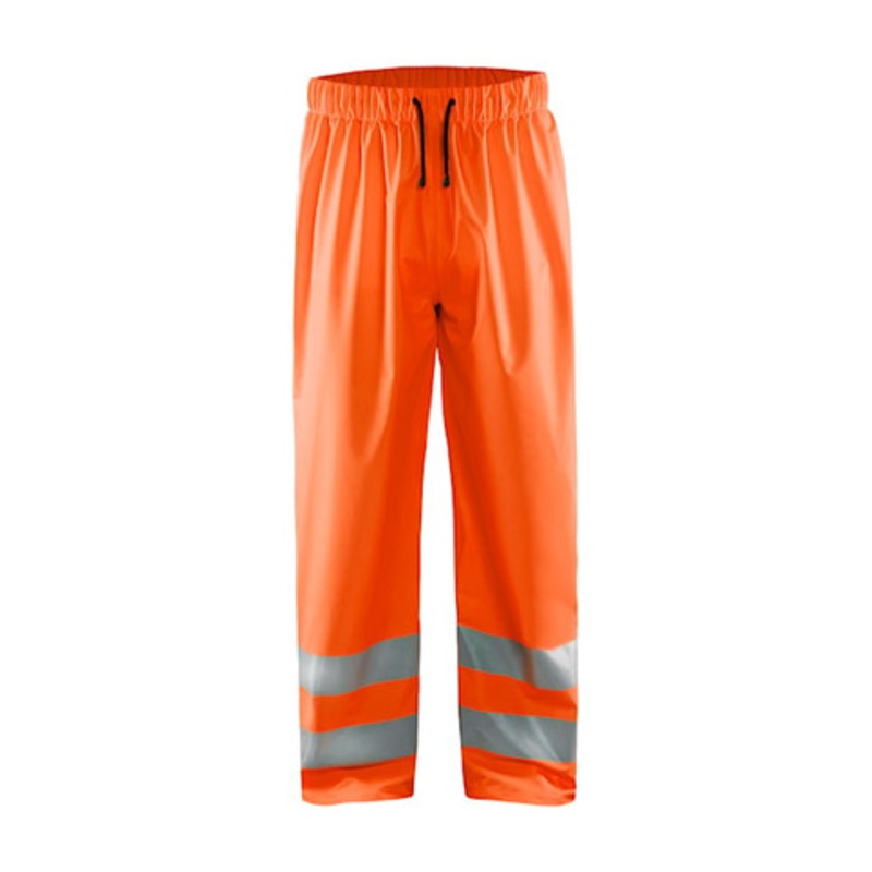 BLAKLADER Trousers | 1384 Rain High Vis Orange Trousers with Reflective Tape Polyester Waterproof
