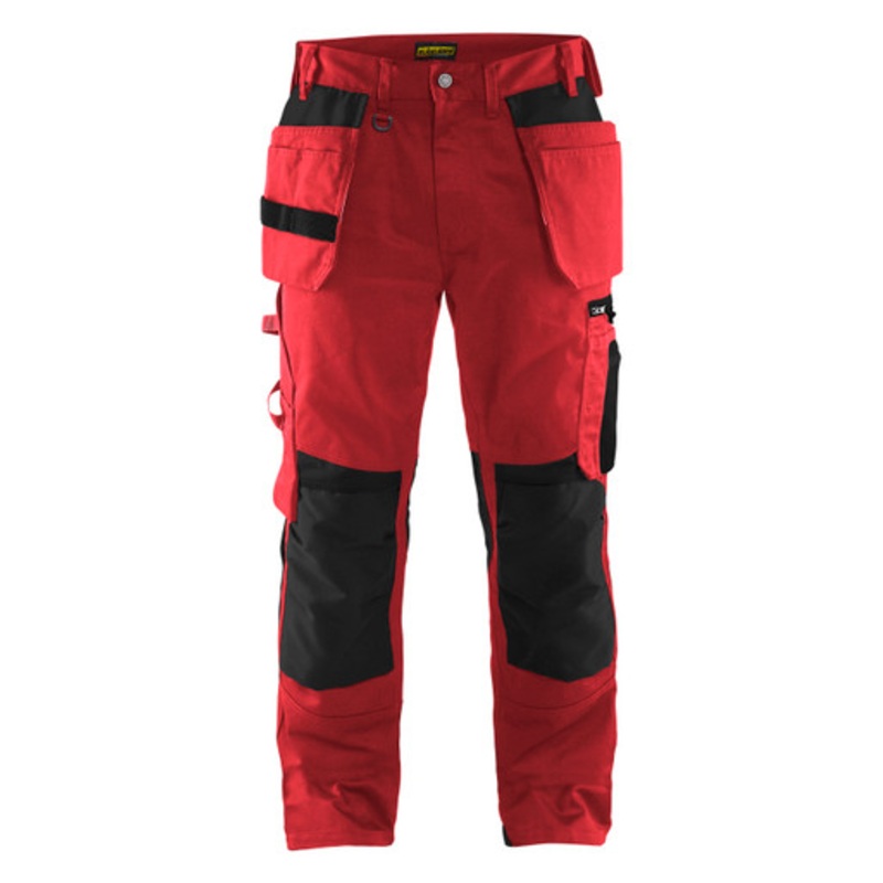 BLAKLADER Trousers | 1555 Craftsman Red / Black Trousers with Kneepad Pockets and Holster Pockets Cotton