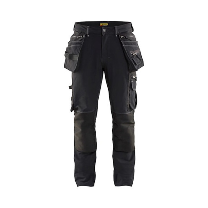 BLAKLADER Trousers | 1998 Craftsman Black Trousers with Kneepad Pockets and Holster Pockets 4-Way Stretch