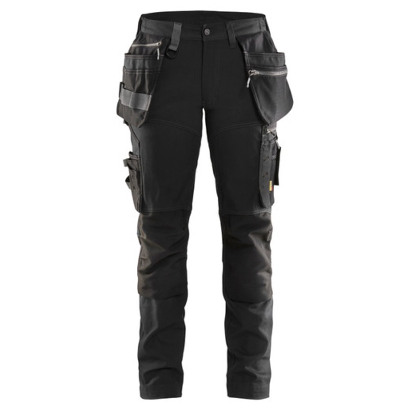 BLAKLADER Trousers | 7115 Womens Craftsman Black Trousers with Kneepad Pockets and Holster Pockets Cotton with Stretch