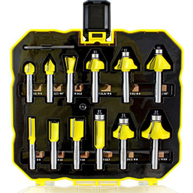 FAMAG Router Bits | 3382 ASSORTMENT Plunge Router Bits 12 Pieces with 8mm Shank