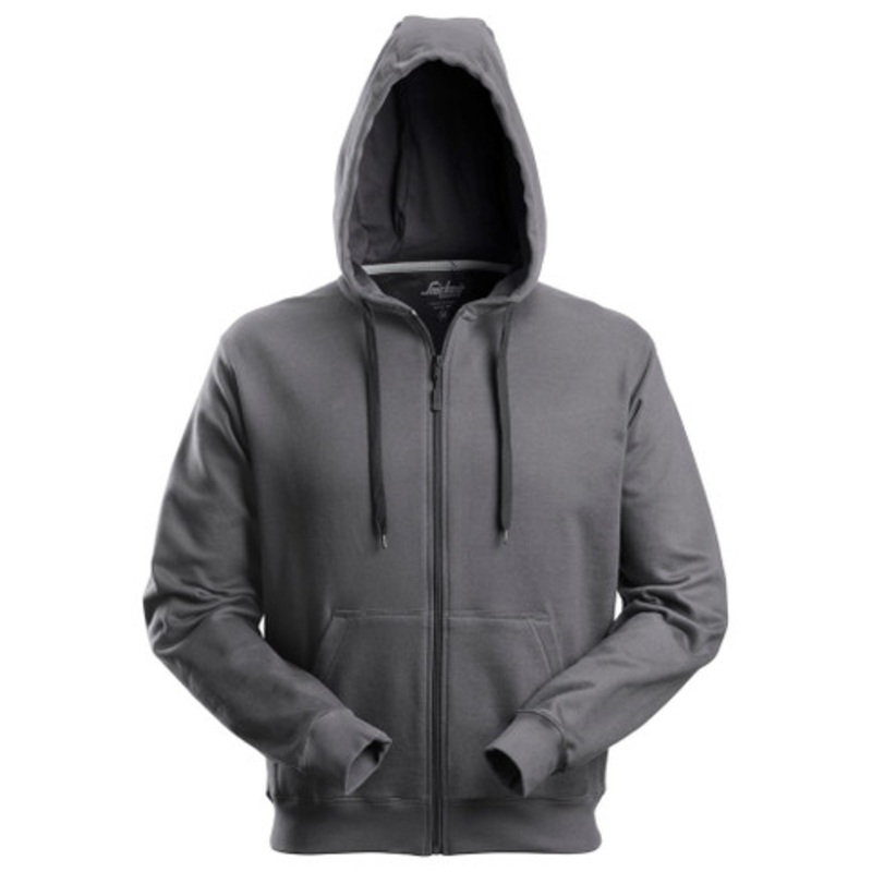SNICKERS Hoodie Jacket | 2801 Mid Grey Hoodie Jacket with Full Zip and in Polyester/Cotton