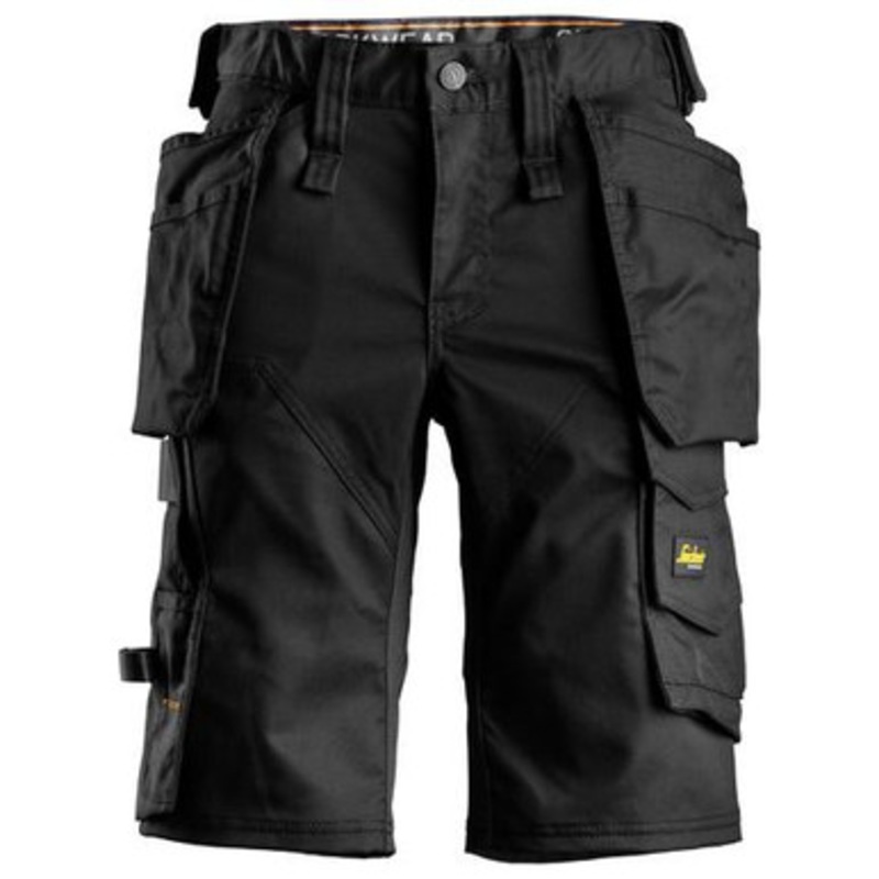 SNICKERS Shorts | 6147 Womens Allround Work Black Shorts with Holster Pockets Cotton with Stretch