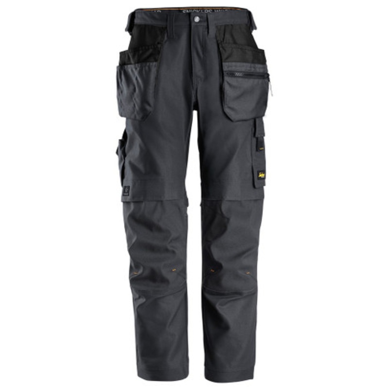 SNICKERS Trousers | 6224 Mid Grey AllroundWork Trousers with Holster Pockets and Kneepad Pockets in Canvas