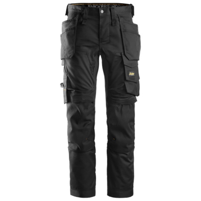 SNICKERS Trousers | 6241 Black AllroundWork Trousers with Kneepad Pockets and Holster Pockets in 2-Way Stretch