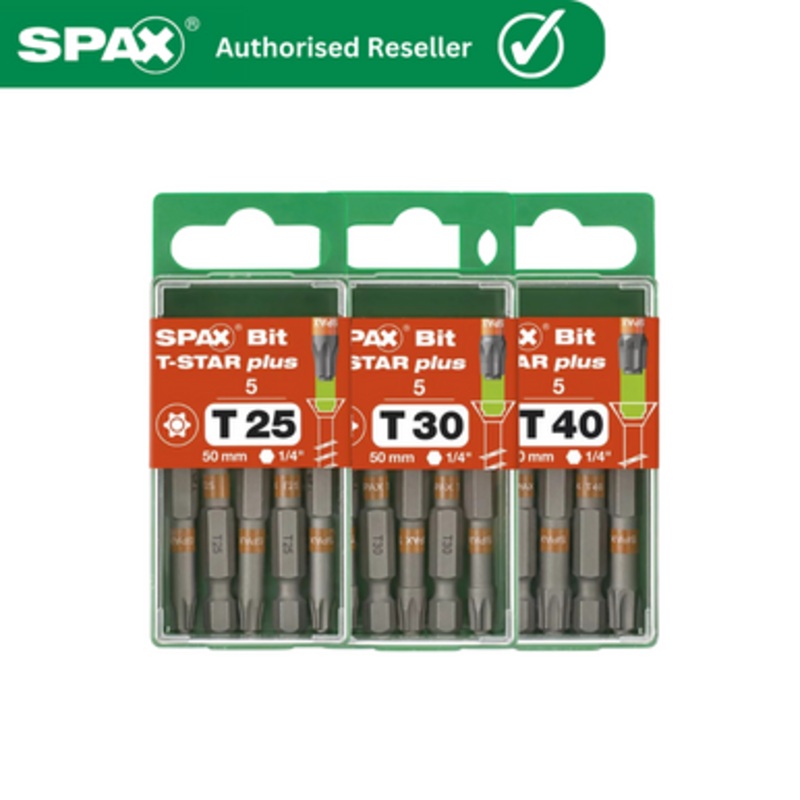 SPAX Drive Bits | TORX Drive Bits in 50mm Length for  Shank in Pack of 5