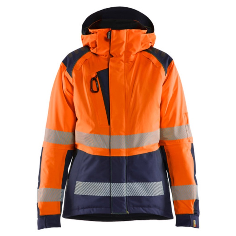 BLAKLADER Jacket | 4456 High Vis Orange/Navy Blue Womens Winter Jacket with Windproof and Waterproof in Polyester