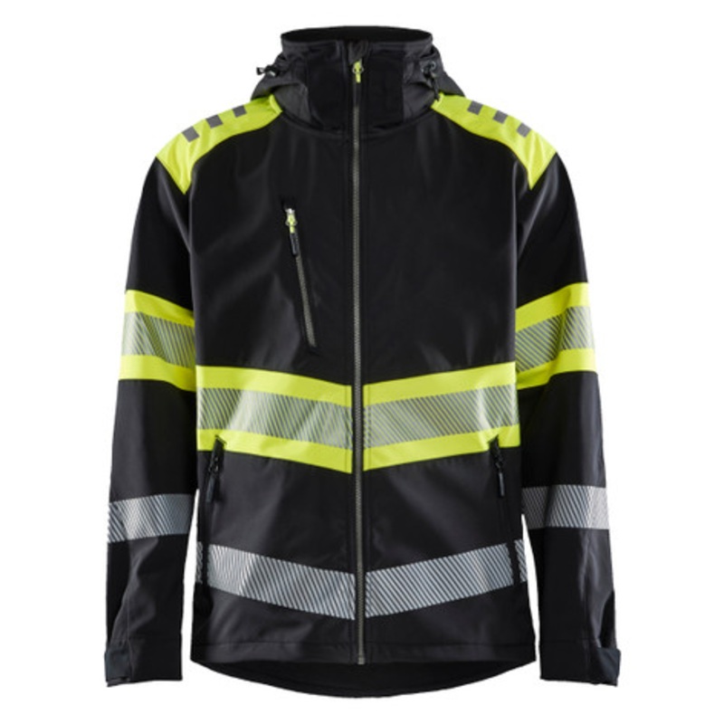 BLAKLADER Jacket | 4494 Black/High Vis Yellow Jacket with Windproof and Waterproof in Softshell