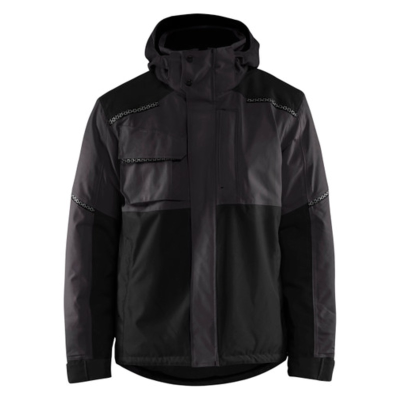 BLAKLADER Jacket | 4881 Mens Dark Grey/Black Full Zip Winter Jacket in Polyester Waterproof