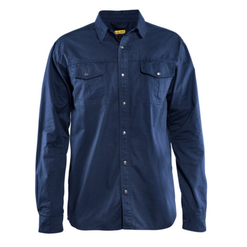 BLAKLADER Shirt  | 3297 Mens Navy Blue Long Sleeve Twill Shirt in Cotton