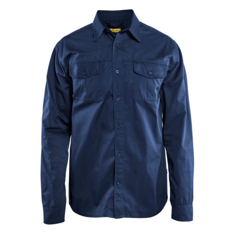 BLAKLADER Shirt  | 3298 Mens Navy Blue Long Sleeve Twill Shirt in Durable Poly/Cotton Blend