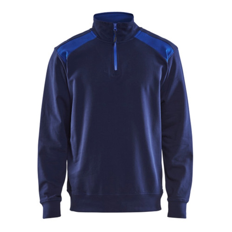 BLAKLADER Sweater | 3353  Navy Blue / Cornflower Blue1/4 Zip Jersey Sweater in Cotton