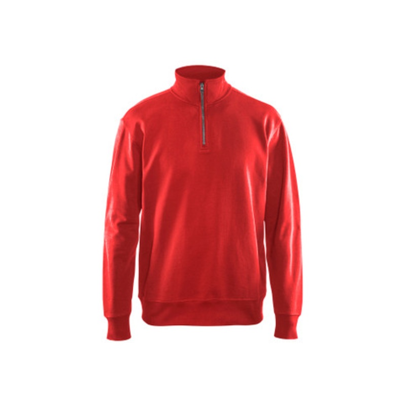 BLAKLADER Sweater | 3369  Red 1/4 Zip Collared Sweater in Cotton