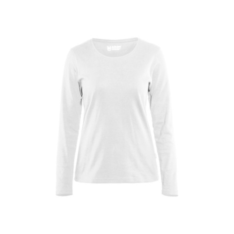 BLAKLADER T-Shirt | 3301 White Womens Long Sleeve T-Shirt with Round Neck and in Cotton