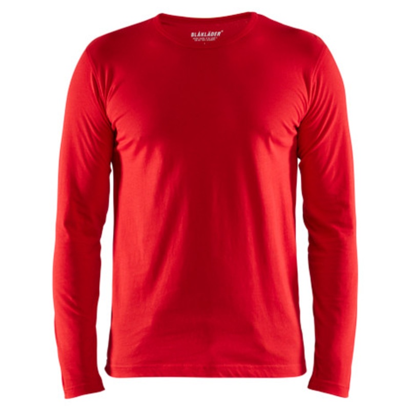 BLAKLADER T-Shirt  | 3500 Red Long Sleeve Work T-Shirt in Cotton