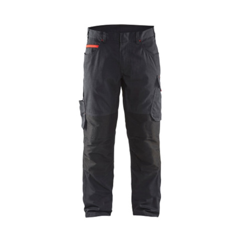 BLAKLADER Trousers | 1495 Mens Service Black / Red Trousers with Kneepad Pockets and Rip-Stop with Stretch