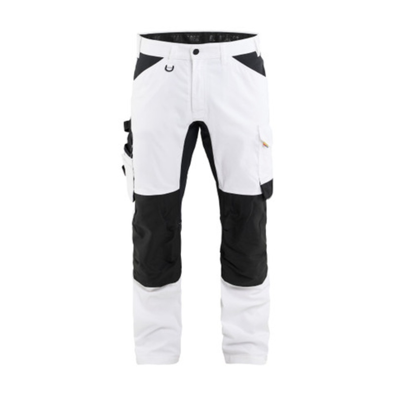 BLAKLADER Trousers | 1771 White Painters Pants with Kneepad Pockets and in 2-Way Stretch