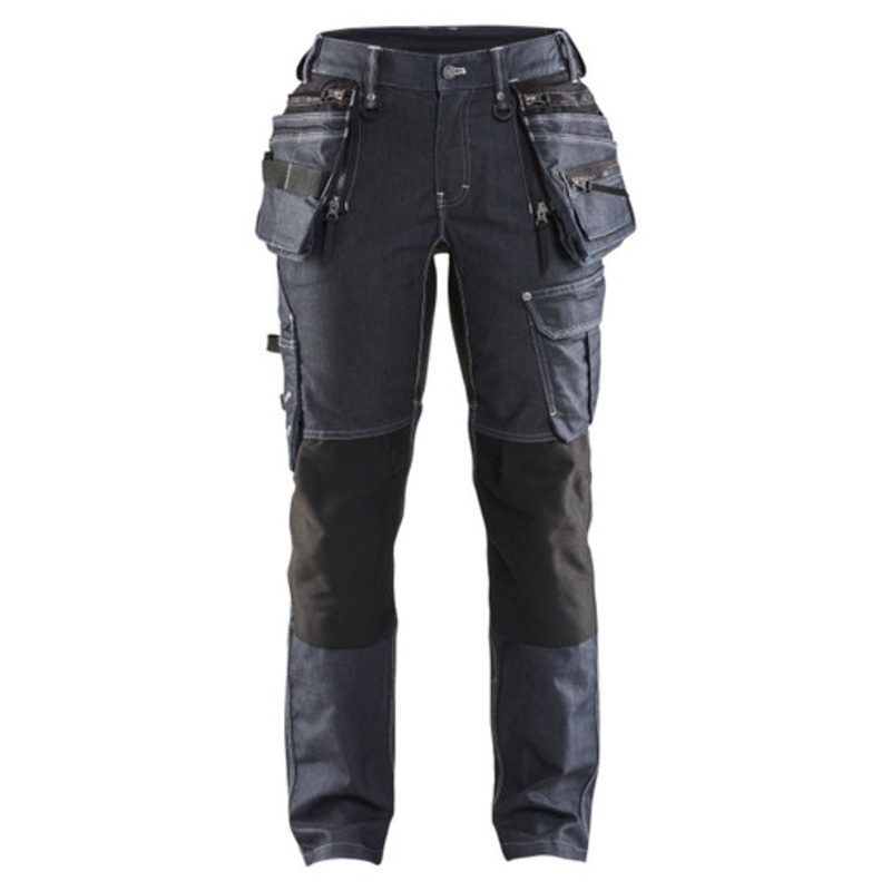 BLAKLADER Trousers | 7990 Womens Craftsman Navy Blue Trousers with Kneepad Pockets and Holster Pockets Denim with Stretch