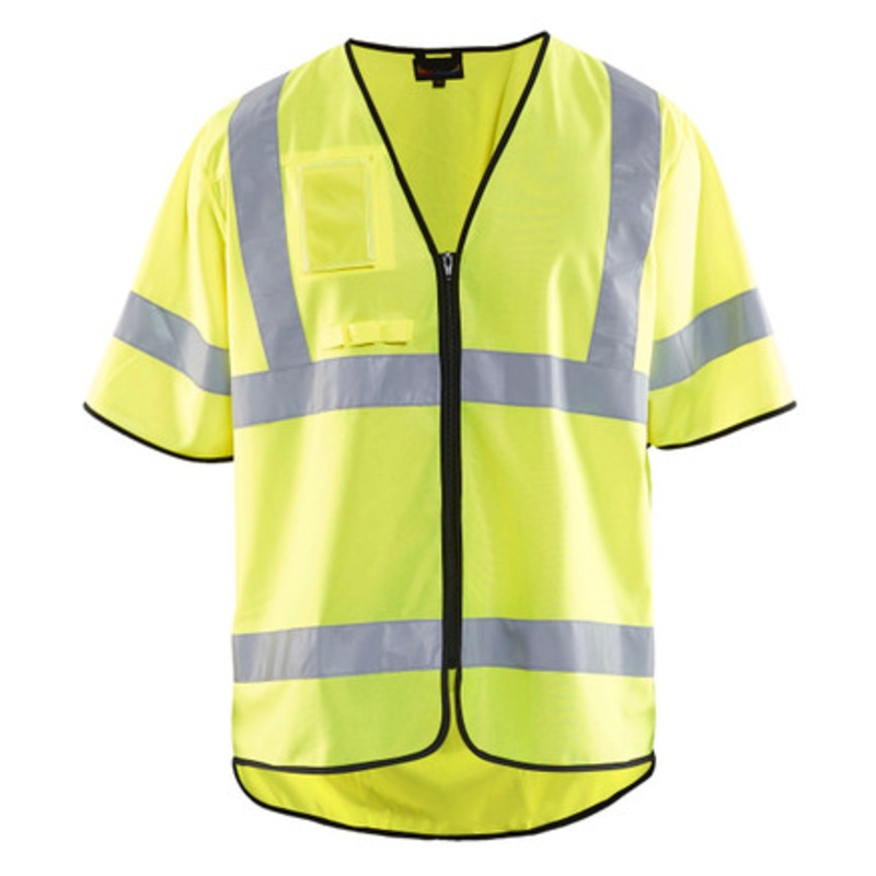 BLAKLADER Vest | 3023 High Vis Yellow Sleeved Full Zip Safety Vest with Reflective Tape