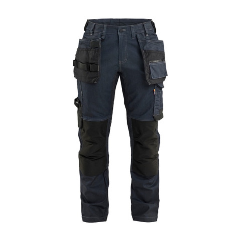 BLAKLADER Womens Trousers | 7132 Navy Blue Womens Trousers with Holster Pockets and Kneepad Pockets in Denim with Stretch