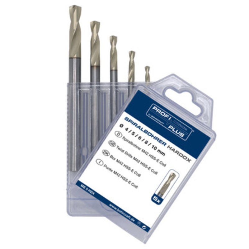 BOHRCRAFT Drill Bits | 1508 HARDOX Twist Drill Bits Co8 in Set 4,5,6,8,10mm in Steel