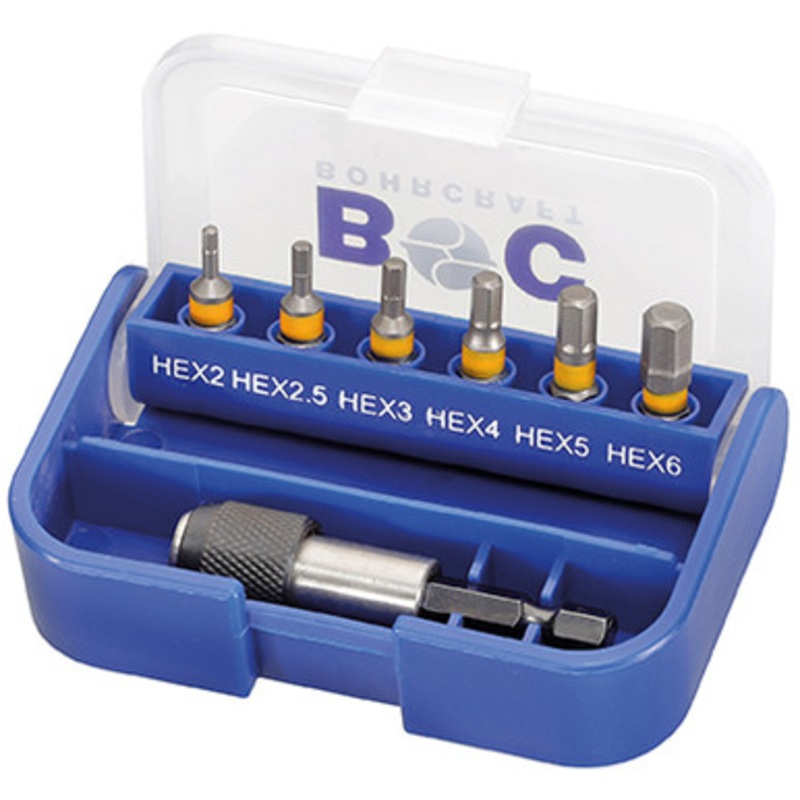 BOHRCRAFT Drive Bits | PB 7-HEX Set Drive Bits with SW 2, 2.5, 3, 4, 5, 6 for 1/4 Shank