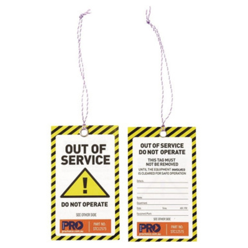 PROCHOICE Safety Tag | CAUTION Safety Tag 125 x 75mm with OUT OF SERVICE in Pack of 100