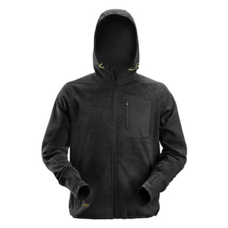 SNICKERS Hoodie Jacket | 8041 Black Full Zip Flexi Work Hoodie Jacket in Polyester Fleece