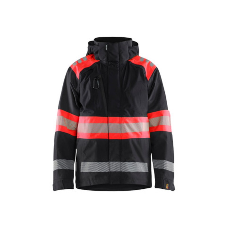 BLAKLADER Jacket | 4420 Black/High Vis Red Shell Jacket with Windproof and Waterproof in Polyester