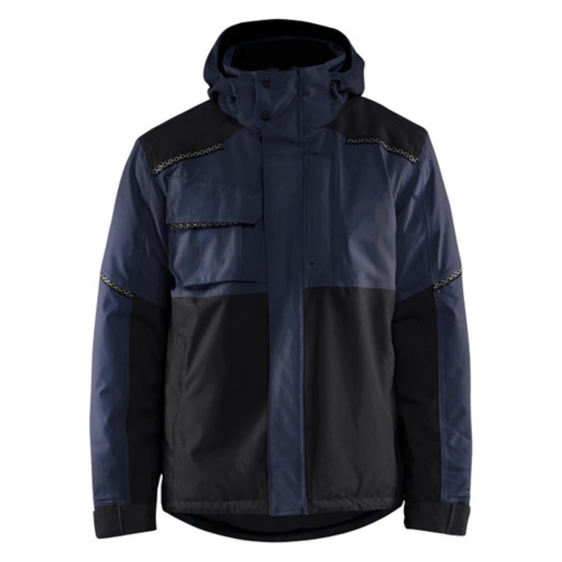 BLAKLADER Jacket | 4881 Mens Dark Navy Blue Full Zip Winter Jacket in Polyester Waterproof