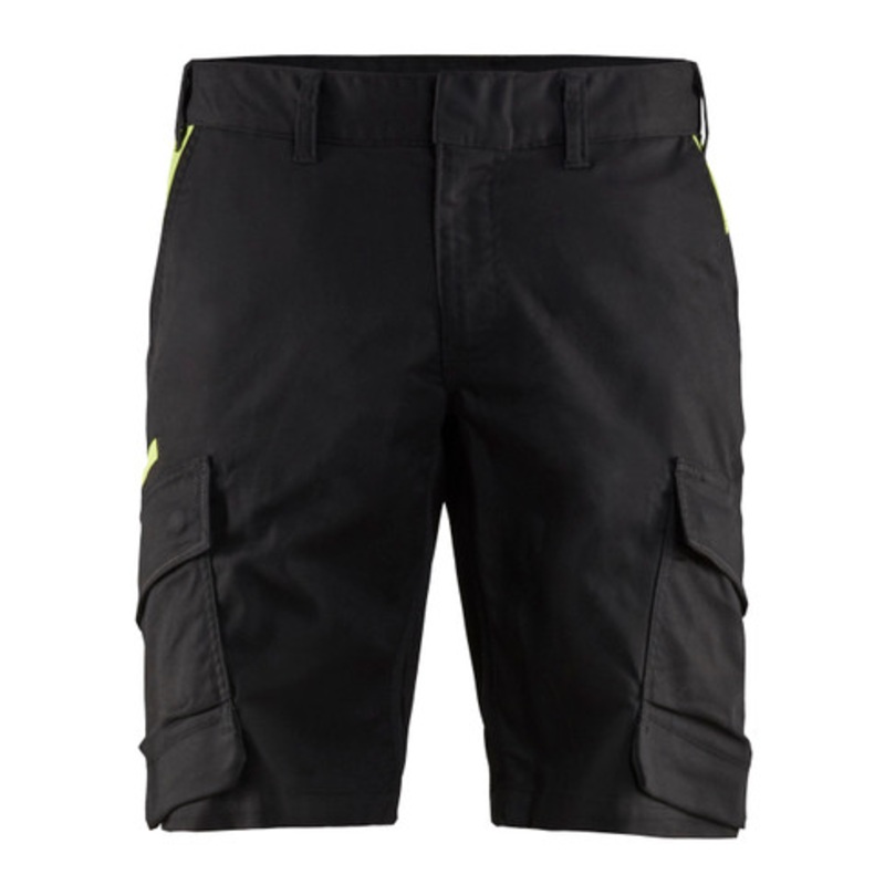 BLAKLADER Shorts | 1446 Industry Stretch Black / Yellow Shorts with Scratch Free 2-Way Stretch