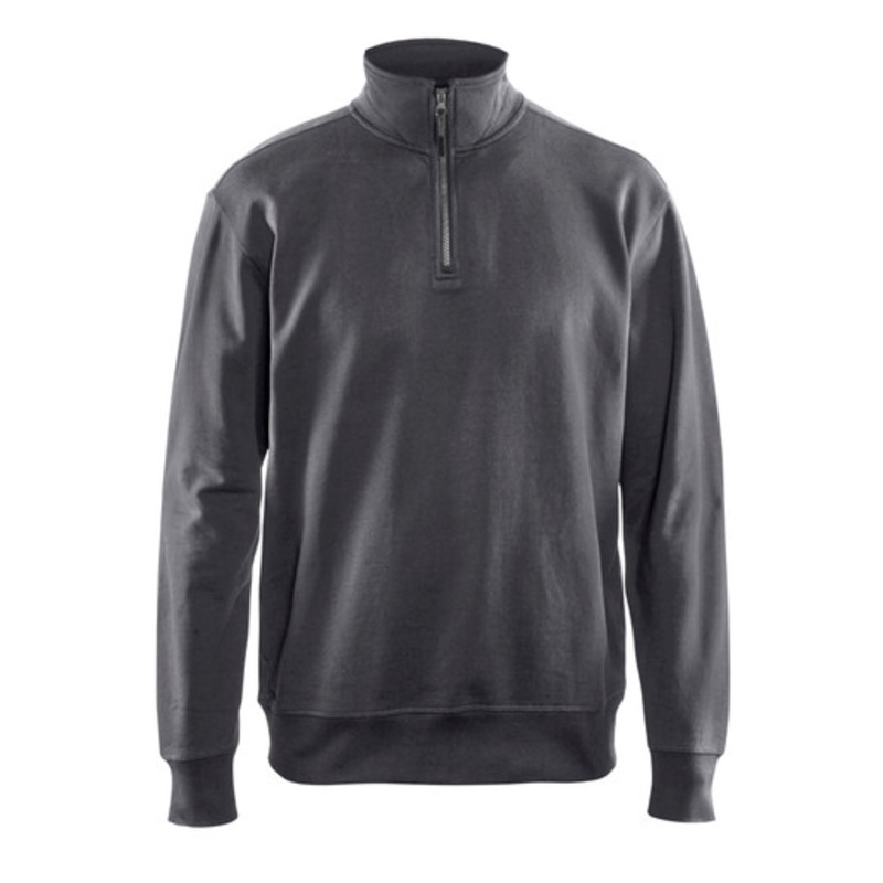 BLAKLADER Sweater | 3369  Dark Grey 1/4 Zip Collared Sweater in Cotton