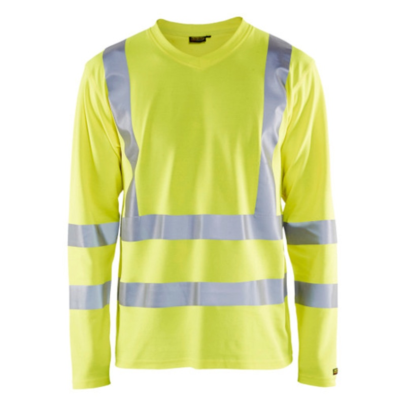 BLAKLADER T-Shirt  | 3381  High Vis Yellow UV Protection Long SleeveT-Shirt with Reflective Tape Durable Poly/Cotton Blend