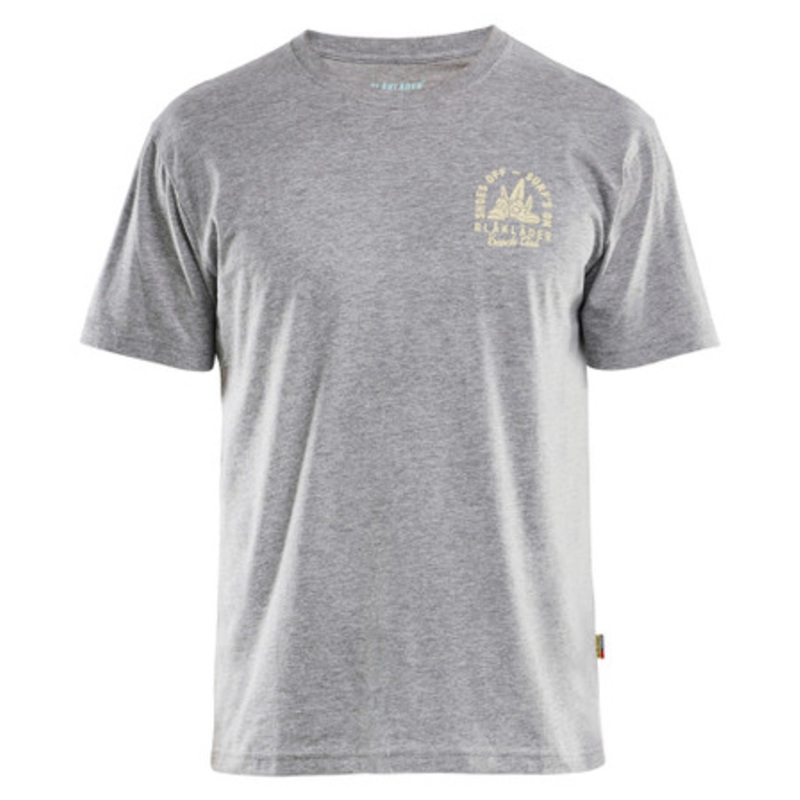 BLAKLADER T-Shirt  | 9419 Mens Grey Melange BEACH CLUB T-Shirt in Cotton