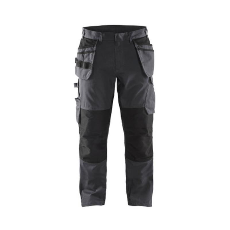 BLAKLADER Trousers | 1496 Mens Service Dark Grey Trousers with Kneepad Pockets and Holster Pockets Rip-Stop with Stretch