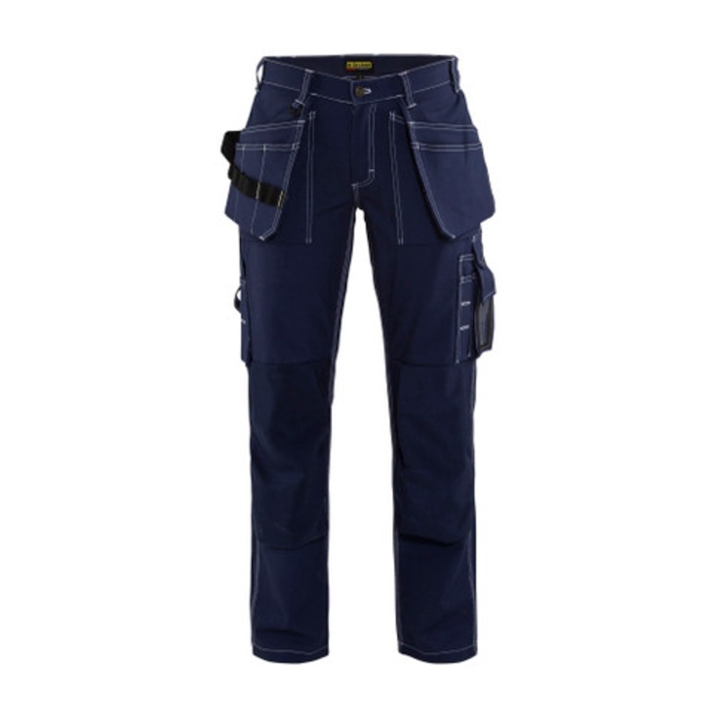 BLAKLADER Trousers | 1545 Womens  Craftsman Navy Blue Trousers with Kneepad Pockets and Holster Pockets Cotton