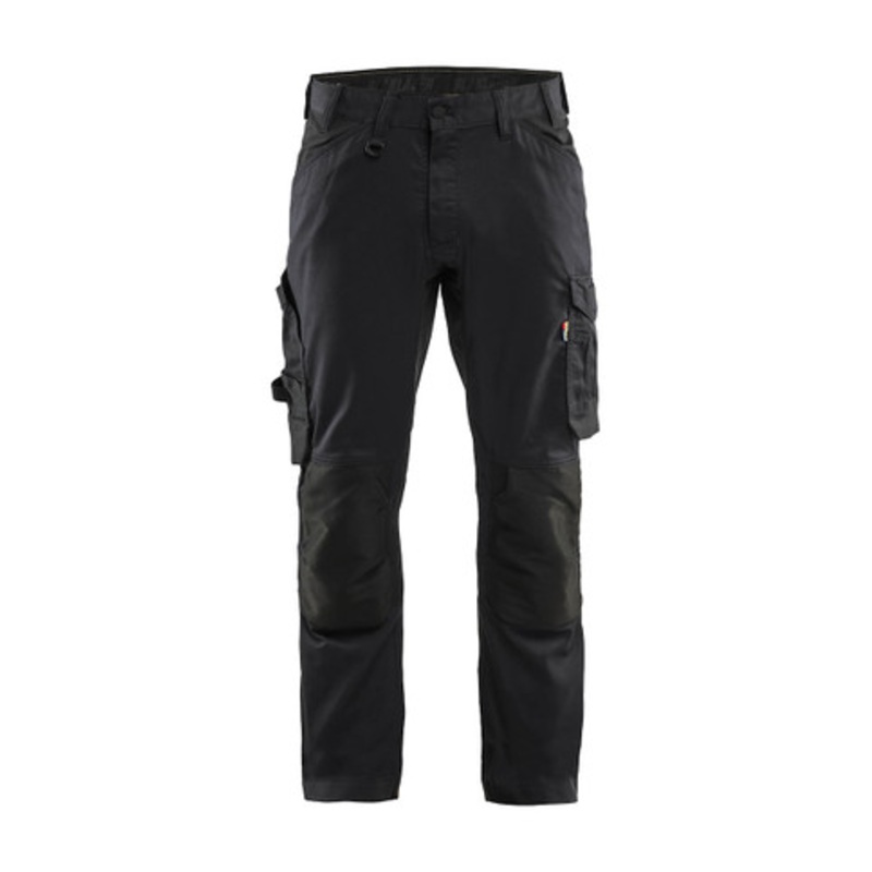 BLAKLADER Trousers | 1751 Black Craftsman Trousers with Kneepad Pockets and in Cotton with Stretch