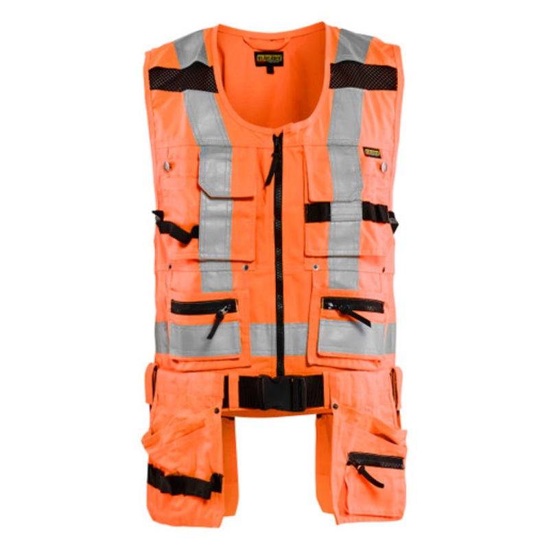 BLAKLADER Vest | 3032 High Vis Orange  Tool Vest with Holster Pockets Reflective Tape Durable Poly/Cotton Blend