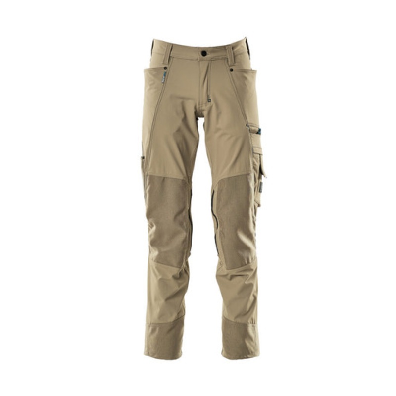 MASCOT Trousers | 17179 Khaki Service Trousers with Kneepad Pockets in 4-Way Stretch