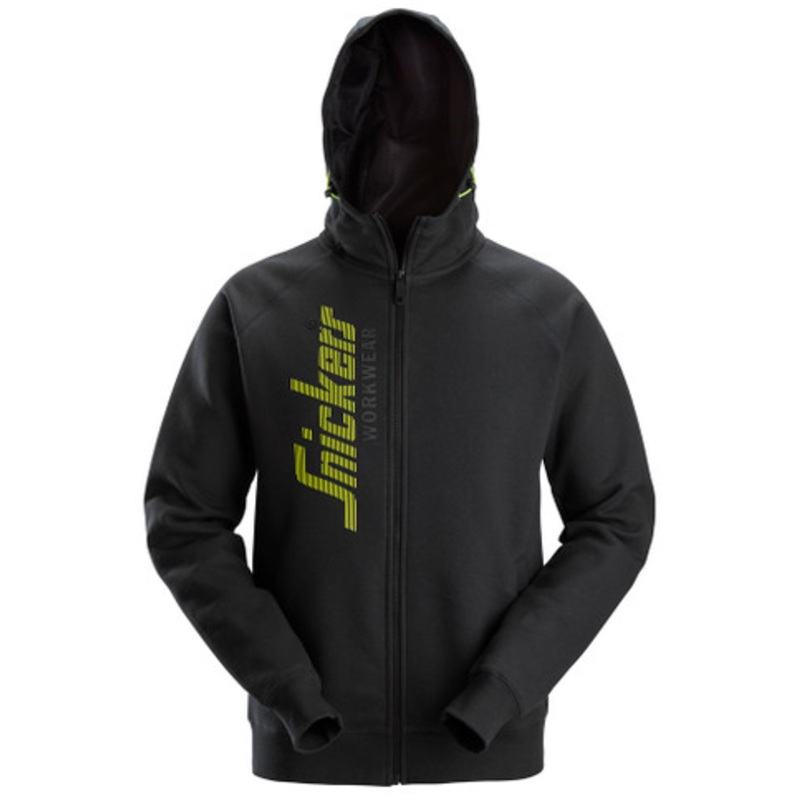 SNICKERS Hoodie Jacket | 2846 Black Full Zip Logo Hoodie Jacket in Cotton
