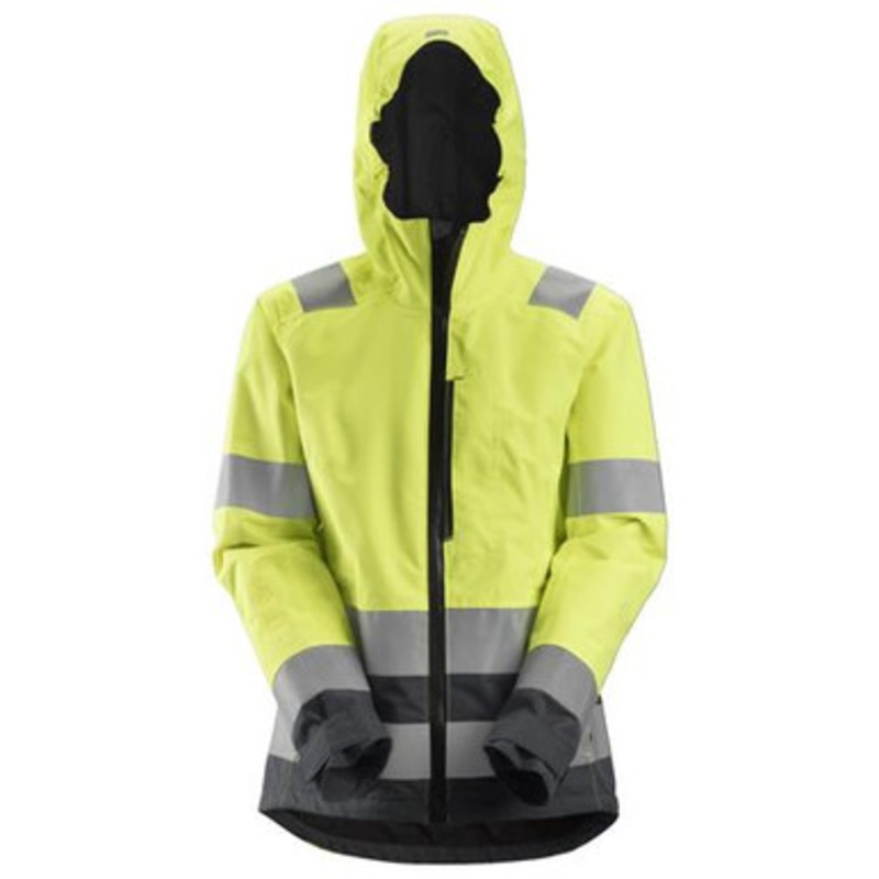 SNICKERS Jackets | Womens 1347 Hi Vis Yellow / Steel Grey Waterproof Shell Jackets with Reflective Tape