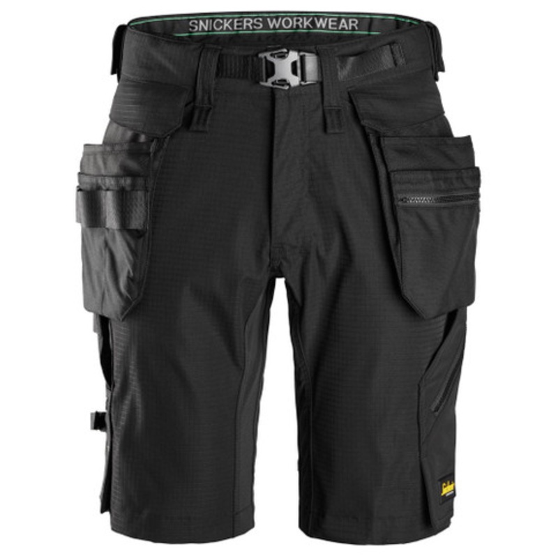 SNICKERS Shorts | 6172 Black FlexiWork Shorts with Detachable Holster Pockets and in 2-Way Stretch