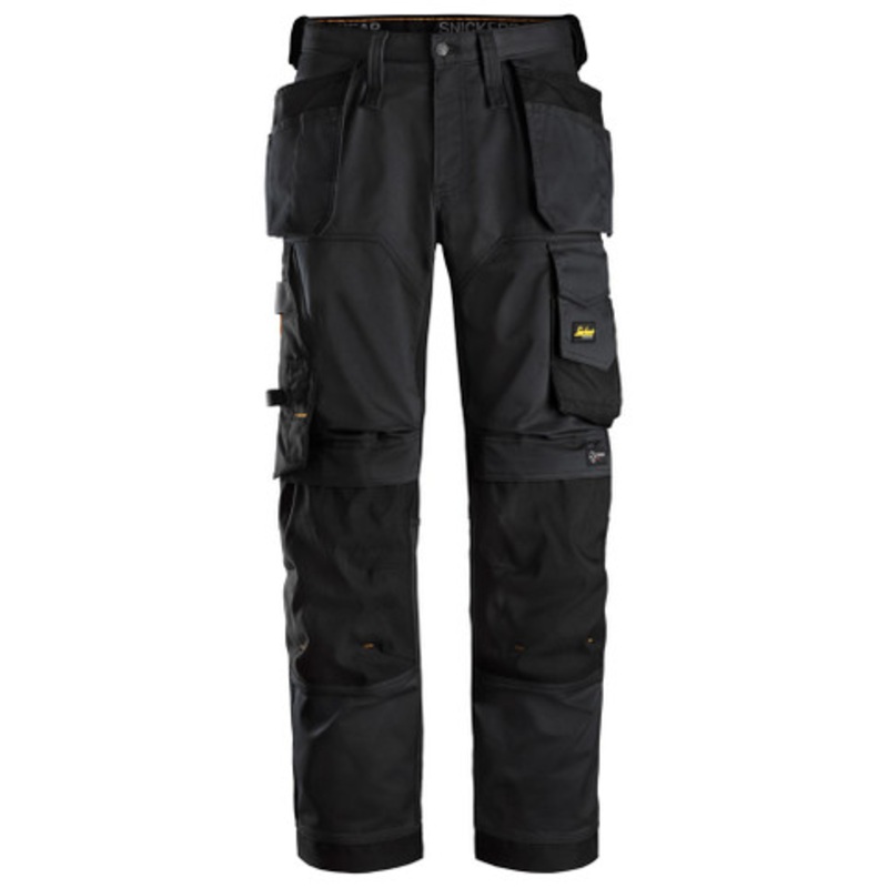 SNICKERS Trousers | 6251 Black AllroundWork Trousers with Kneepad Pockets and Holster Pockets in 2-Way Stretch