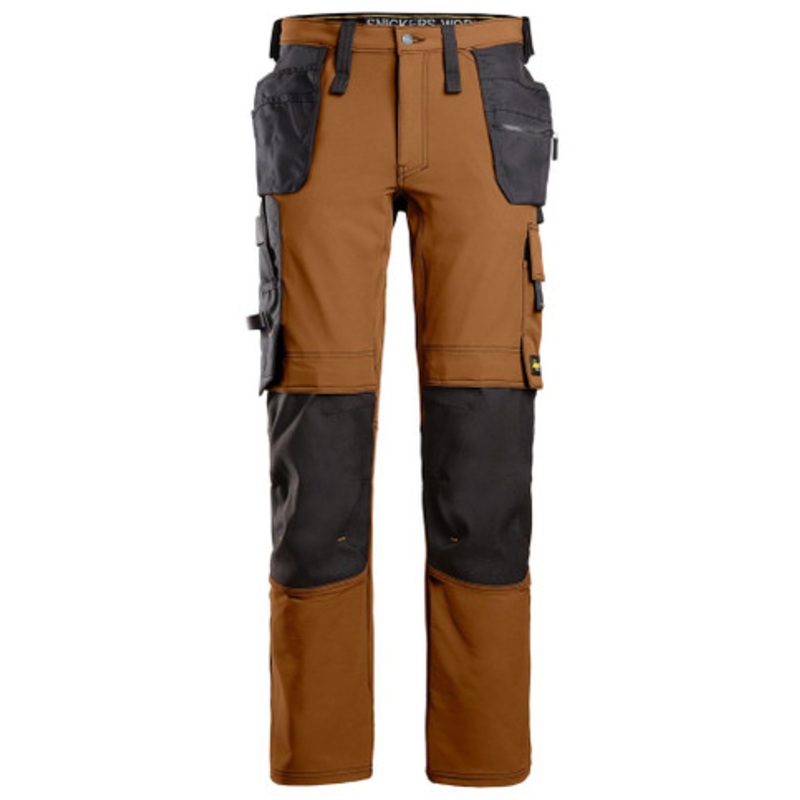 SNICKERS Trousers | 6271 Brown AllroundWork Trousers with Holster Pockets and Kneepad Pockets in 4-Way Stretch