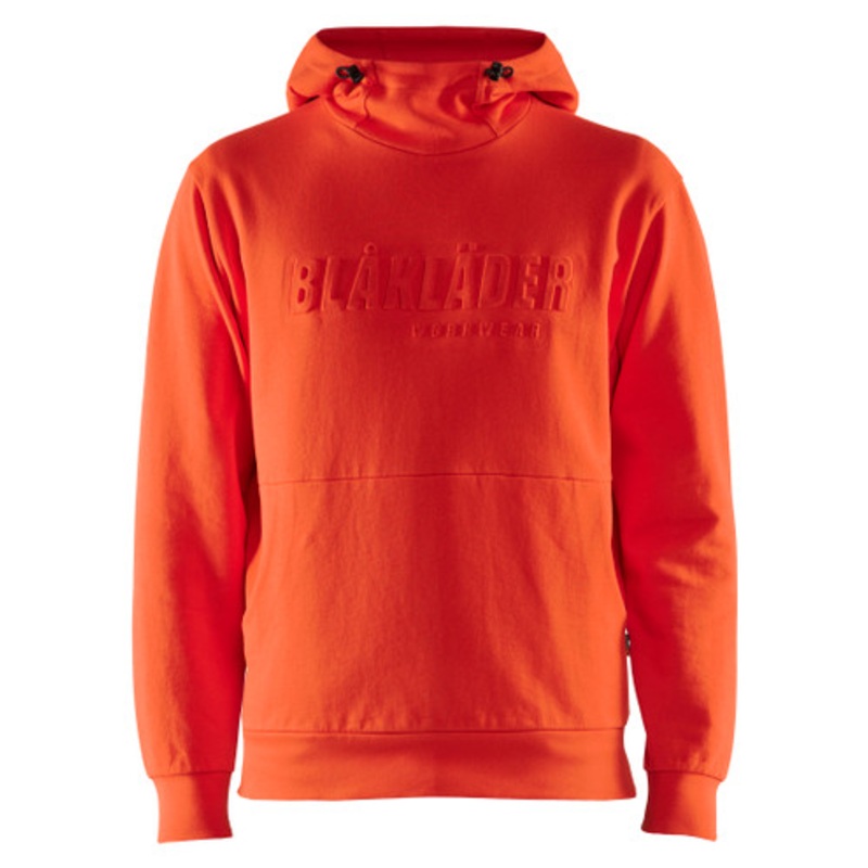 BLAKLADER Hoodie | 3530 Orange Red Hoodie with Kangaroo Pocket and 3D Logo in Cotton